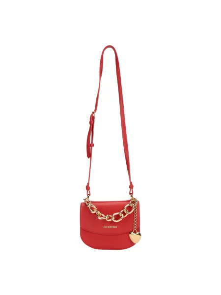 Torebka Love Moschino skórzana w serca czerwona