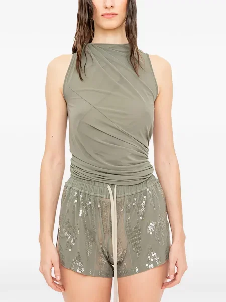 Top Rick Owens Lilies fără mâneci drapat verde
