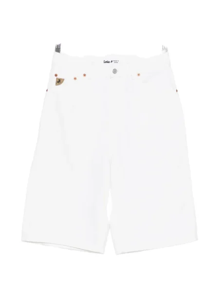 Pantaloni scurți din denim Lois Jeans cu autograf alb
