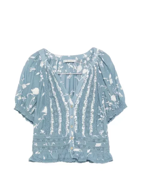 Bluză Alice + Olivia din dantelă albastru