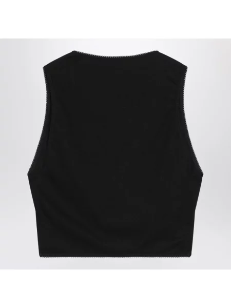 Dzianinowy top Alaïa wiązany czarny