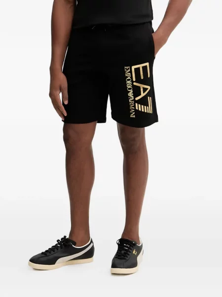 Pantaloni scurți Ea7 Emporio Armani cu imagine cu cordon negru