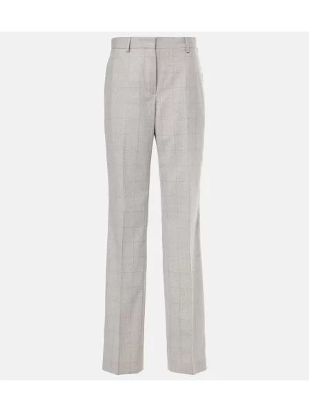 Pantaloni Dries Van Noten de lână în carouri gri