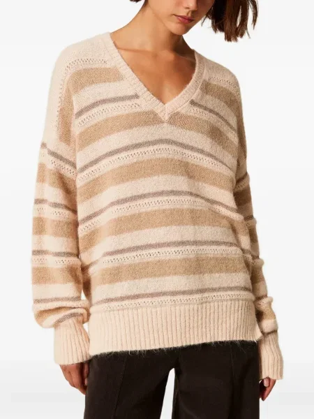 Pulover Twinset cu dungi cu decolteu în V