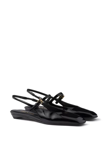 Pantofi cu toc Prada din piele slingback negru