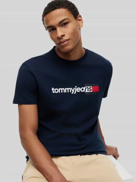 Koszulka Tommy Hilfiger z krótkim rękawem granatowa