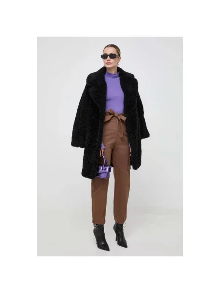 Pinko spodnie proste high waist brązowy