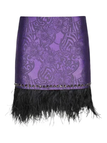 Mała spódnica mini John Richmond w piórka żakardowa fioletowa