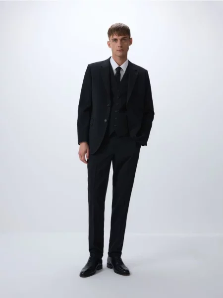 Шерстяные костюмные брюки Reserved черные