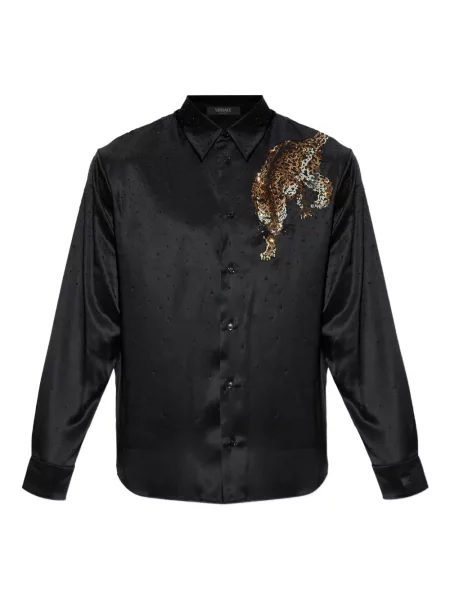 Cămașă Versace cu imprimeu animal print negru