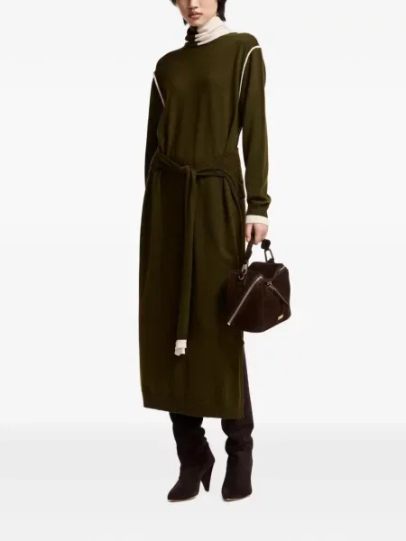 Rochie midi Essentiel Antwerp cu legături verde