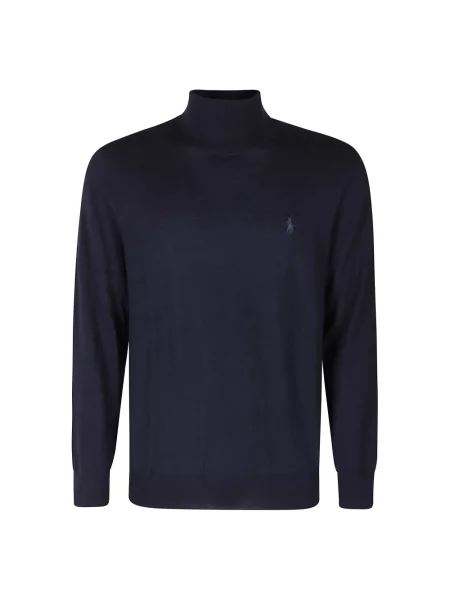 Sweter Polo Ralph Lauren wełniany z długim rękawem niebieski