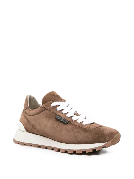 Sneakerși Brunello Cucinelli din piele de căprioară maro