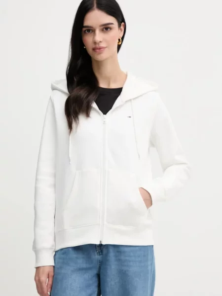 Tommy Jeans hanorac cu pentru femei cu alb