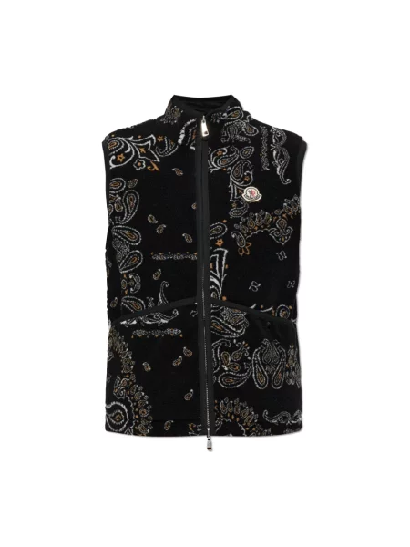 Kamizelka Moncler z nadrukiem z wzorem paisley typu teddy czarna