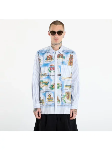 Pruhovaná košile Comme Des Garçons Shirt s potiskem bílá
