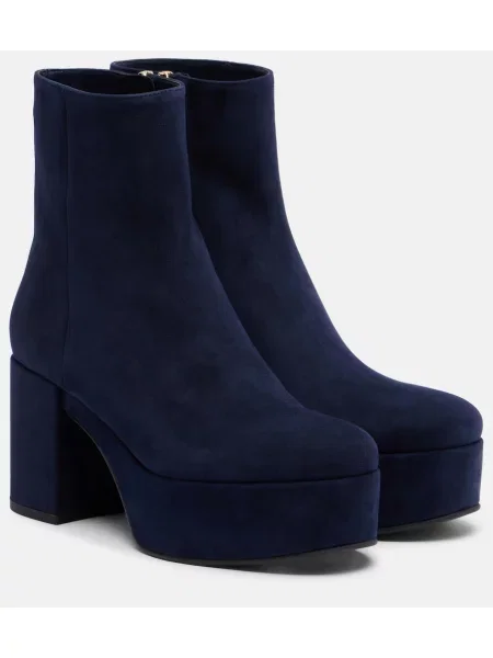Cizme scurte Gianvito Rossi din piele de căprioară cu platformă albastru