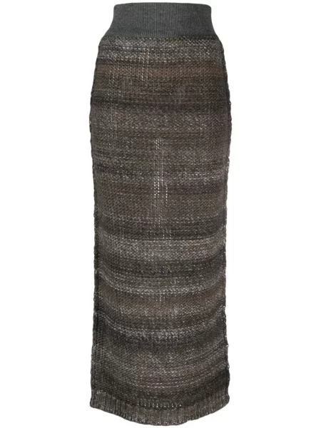 Dzianinowa spódnica midi D'estree do kolan brązowa