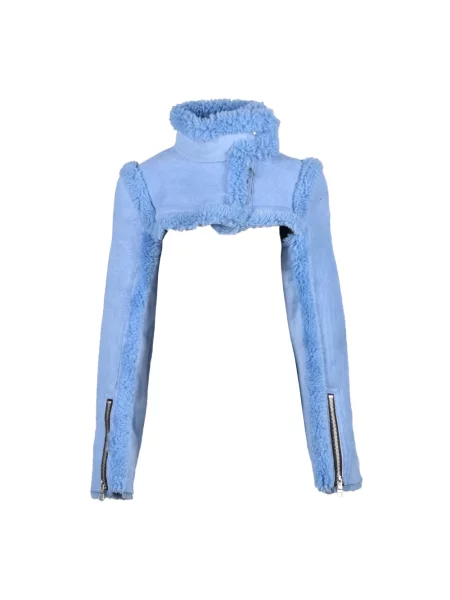 Kurtka skórzana Laquan Smith niebieska