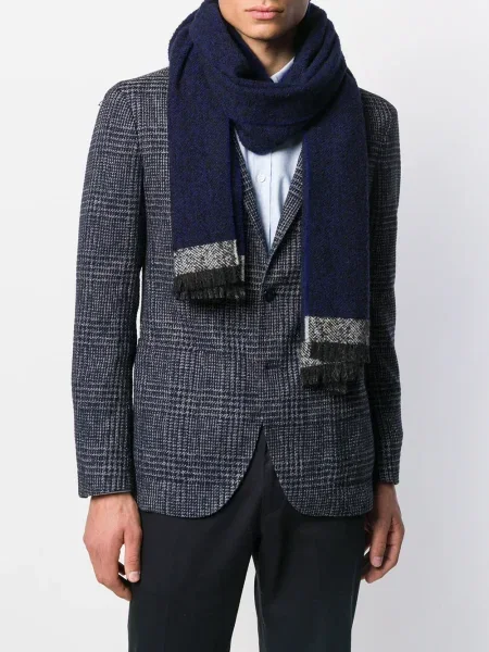 Fular Zanone cu model herringbone albastru