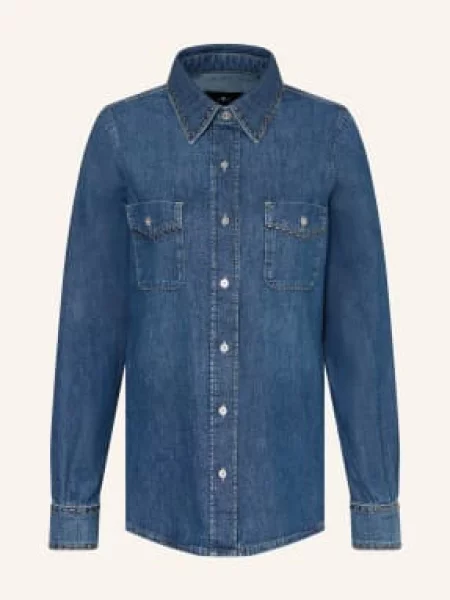 7 For All Mankind Bluzka Jeansowa Western Z Nitami blau