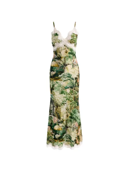 Rochie maxi Alice + Olivia cu imagine din dantelă verde