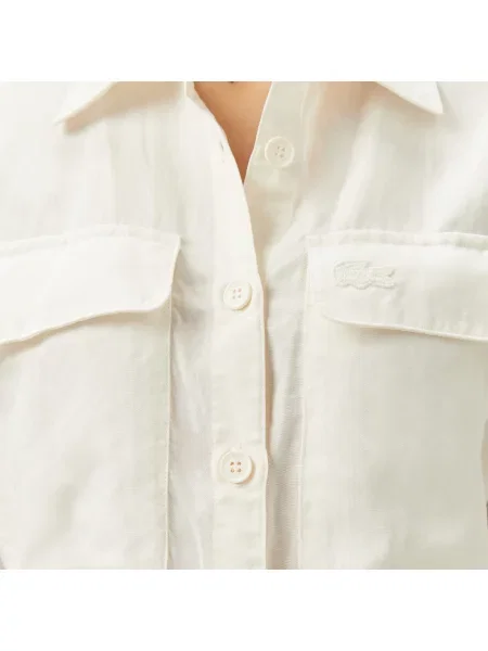 Lacoste Sukienka Z Kołnierzem Koszulowym Z Krótkim Rękawem Flare Fit biała