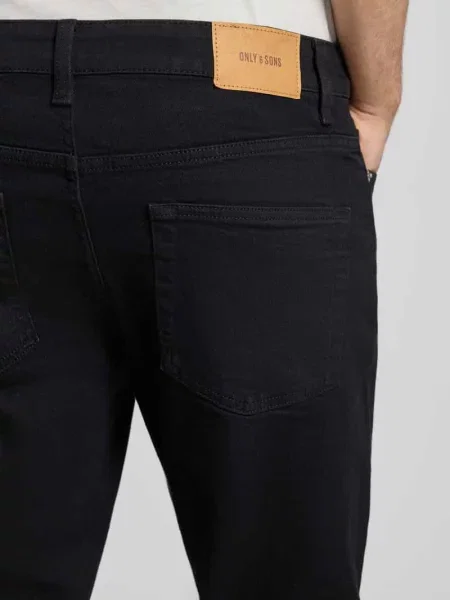 Jeansy krój regular fit z mieszanki bawełny model „WEFT” Only & Sons czarne