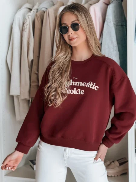 Bluza oversize z nadrukiem COOKIES bordowa Dstreet