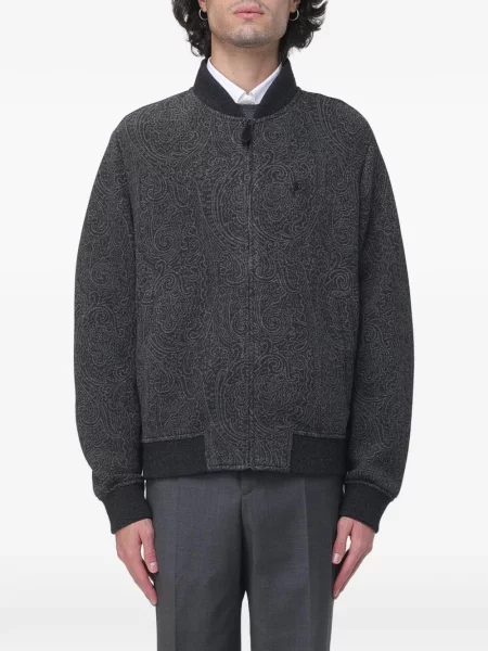 Bomber bunda Etro s potiskem s paisley potiskem šedá