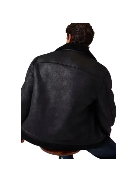 Bunda Guess z ovčej kože čierna