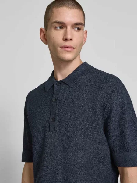 Koszulka polo o kroju relaxed fit z imitacji dzianiny Wood Wood niebieskie