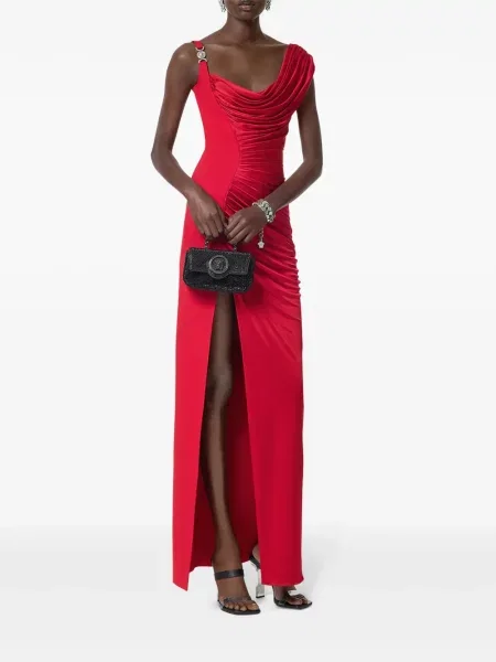 Kostiumas maksi maxi suknele Versace raudona