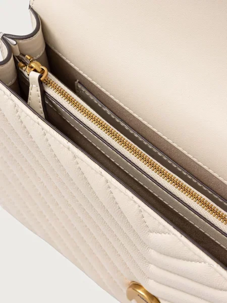 Pinko чанта crossbody дамска от кожа бяло