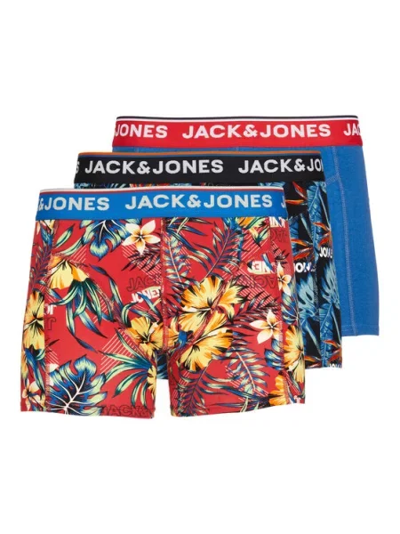 JACK & JONES Boxerky JJAzores modrá / červená / černá bílá