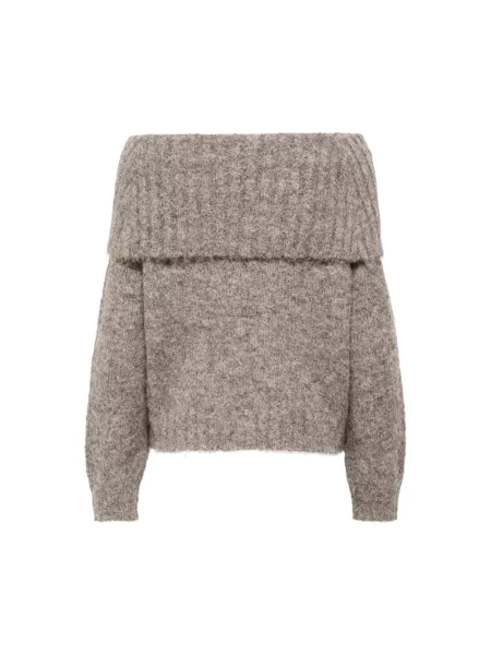 Sweter z dzianiny o kroju regular fit z dodatkiem wełny model ‘SHINE’ Only beżowy