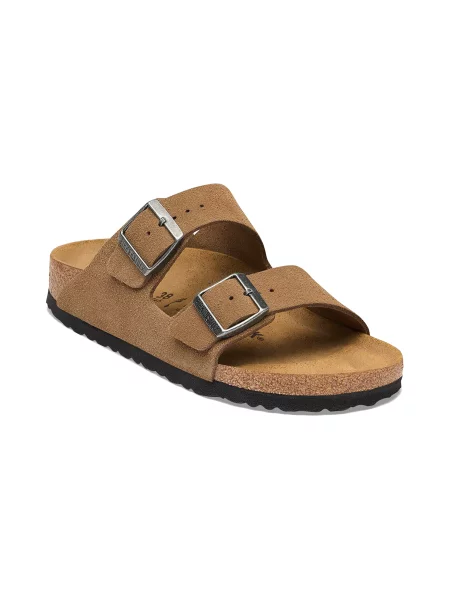 Klapki Birkenstock zamszowe brązowe