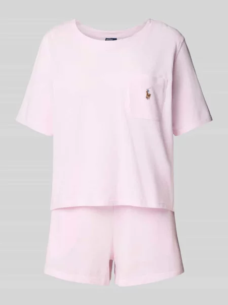 Piżama z wyhaftowanym logo model ‘OXFORD’ Polo Ralph Lauren różowa