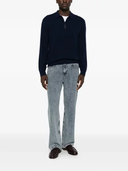 Πλεκτό polo Canali μπλε