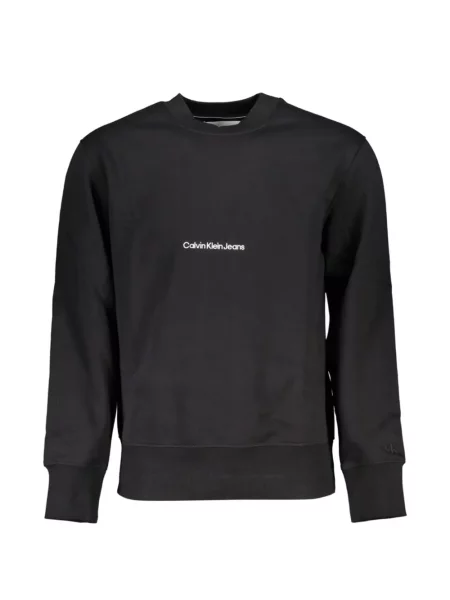 Pulover Calvin Klein cu broderie cu decolteu rotund negru
