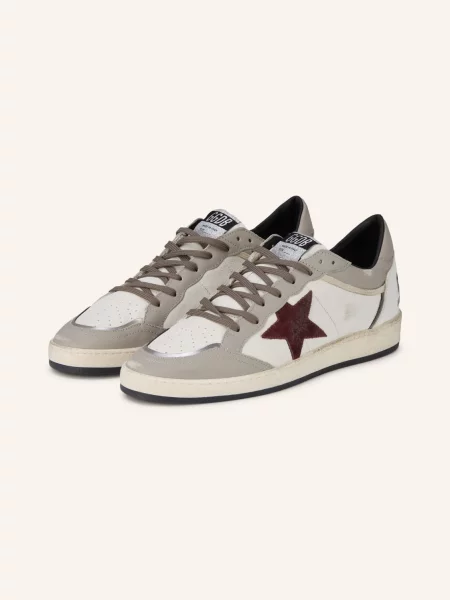 Golden Goose Tenisky Ball Star šedá / tmavě červená bílá