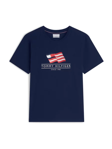 TOMMY HILFIGER Tričko MAIN FLAG modrá červená