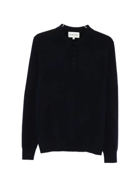 Lung tricou polo Bompard din cașmir albastru