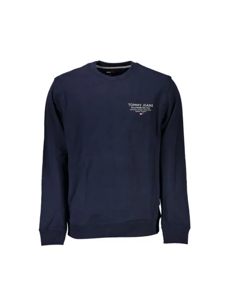 Bluza z kapturem Tommy Jeans z okrągłym dekoltem klasyczna niebieska