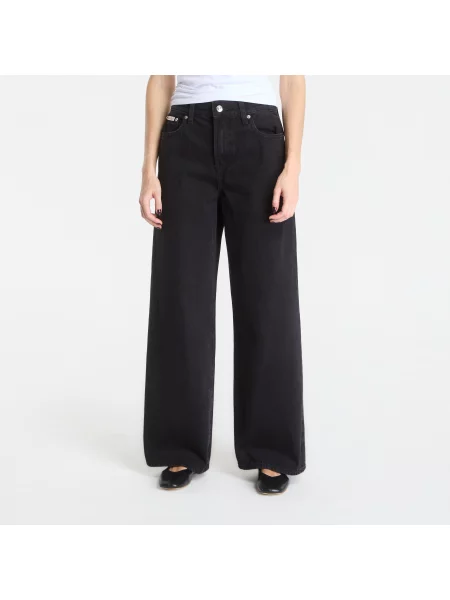Džíny Calvin Klein The Wide Leg Worn Black 30 černé