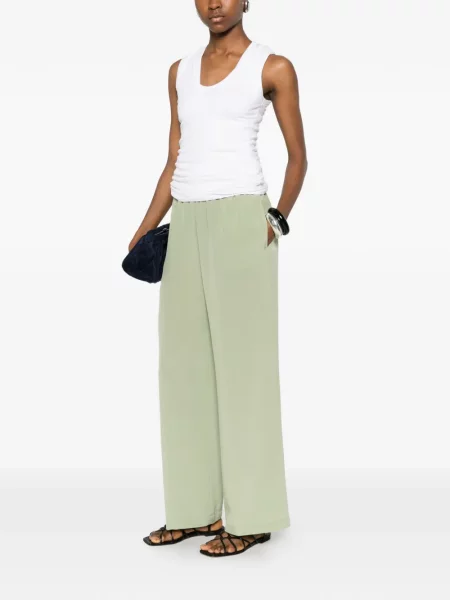 Pantaloni Aspesi de mătase verde