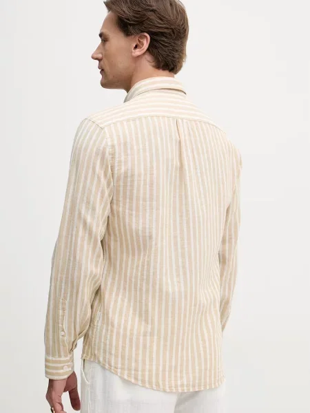 Koszula casualowa o kroju relaxed fit z kołnierzykiem typu button down Lindbergh beżowa