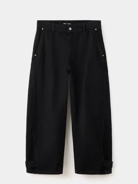 Dżinsy balloon ze średnim stanem black denim Kobieta 34 MANGO czarne