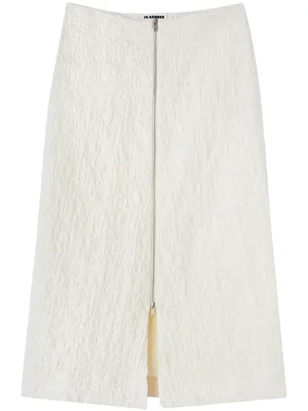 Fustă midi Jil Sander până la genunchi alb