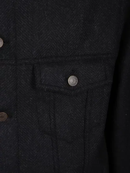 Geacă cămașă Boglioli cu model herringbone negru